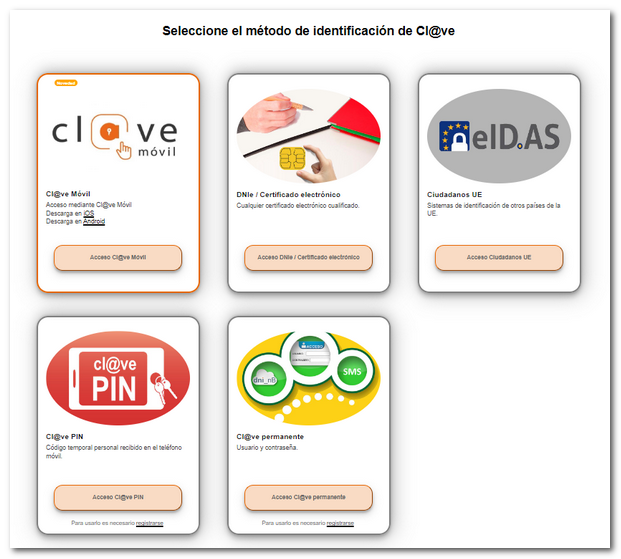 Tipos de acceso a DEHú