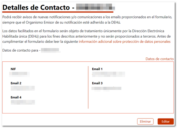 Disposición de página mis datos de contacto