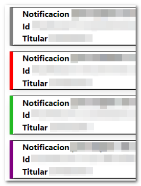 Vista del sistema de colores en las notificaciones